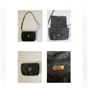 PALOMA PICASSO VINTAGE BLACK LEATHER PURSE CROSSBODY CLUTCH SHOULDER PURSE